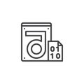 Store binary file with hard drive disk line icon Royalty Free Stock Photo