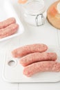 Store bought uncooked meat sausages