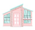 Store building front view, Barbiecore house, Pink fashion store, Malibu beach shop. Royalty Free Stock Photo