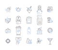 Store and cafe outline icons collection. Store, Cafe, Shopping, Restaurant, Dine, Food, Beverage vector and illustration Royalty Free Stock Photo