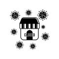 Store closed icon. impact of corona virus, lockdown. Vector illustration