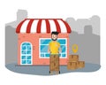 Store with delivery guy