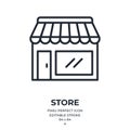 Store editable stroke outline icon isolated on white background flat vector illustration. Pixel perfect. 64 x 64 Royalty Free Stock Photo