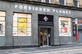 Store facade, window display and entrance to Forbidden Planet comic book shop Royalty Free Stock Photo