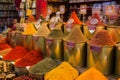 A store filled with lots of different types of spices. AI generative image Royalty Free Stock Photo