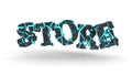 STORE fragmented writing background, 3d rendering