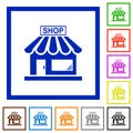 Store front flat framed icons