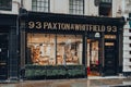 Store front of Paxton and Whitfield cheesemonger in Jermyn Street, St. James, London, UK