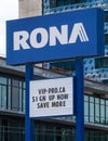 Store front of RONA. RONA is an American owned Canadian retailer of big-box format home improvement, garden center