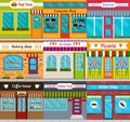 Store fronts and restaurants facades set. Royalty Free Stock Photo