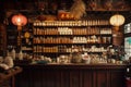 A Store Full of Bottles and Jars, A traditional Chinese medicine shop with hanging herbs, AI Generated Royalty Free Stock Photo