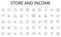 Store and income line icons collection. Commute, Traffic, Subway, Bicycle, Train, Ferry, Carpool vector and linear