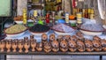 Store in Jemaa el-Fnaa square and market place in Marrakesh`s medina quarter in Morocco.