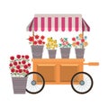 Store kiosk with flowers isolated icon