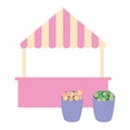 Store kiosk with fruits isolated icon