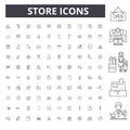 Store line icons, signs, vector set, outline concept illustration