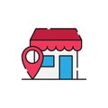 Store with Location icon Vector design Illustration. Store with Location Point icon vector design for e-commerce, online shop and