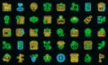 Store locator icons set vector neon