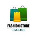 Store logo idea. Fashion store concept. A set of colorful paper shopping bags. Trademark. Vector illustration isolated Royalty Free Stock Photo