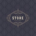 Store logo template with flourishes calligraphic ornament elements