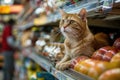 Store Managers Cat, Cat Worker Training in Supermarket, Cat Intern in Food Shop
