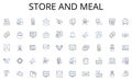 Store and meal line icons collection. Diplomacy, Leadership, Governance, Strategy, Policy, Negotiation, Unity vector and