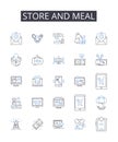 Store and meal line icons collection. Icy, Cold, Freezing, Chill, Frosty, Snowy, Glacial vector and linear illustration