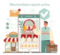Store merchandiser online service or platform. Shop and showcase