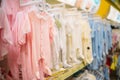 Store for newborns, sliders in cloth department Royalty Free Stock Photo