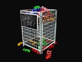 Store promotion display basket with numbers and procents, isolated black