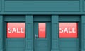 Store with red poster sale. 3d rendering