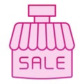 Store sale flat icon. Shop facade pink icons in trendy flat style. Storefront sale gradient style design, designed for