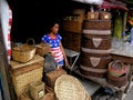 Store selling woven baskets in dapitan arcade in manila city philippines in asia
