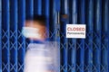 Store shop or business office is permanently closed, bankrupt business as a result of COVID-19 pandemicÃ¢â¬â¢s economic toll. Blurred