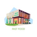 Store or shop for fast food.American cafe building