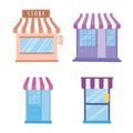Store shop front view exterior doors commercial icons