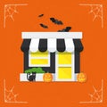 Mystery spooky shop market store vector halloween illustration