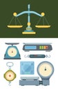 Store weigher set. Accurate electronic scales large sized with dial for warehouse and wholesale lots kitchen measuring