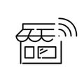 Store and wi fi symbol. Smart contactless shopping without cashier checkout. Pixel perfect, editable stroke