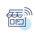 Store and wi fi symbol. Smart contactless shopping without cashier checkout. Pixel perfect icon