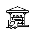 Black line icon for Stored, warehouse and goods