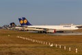 Stored Lufthansa airplanes during Coronavirus Corona Virus COVID-19 Frankfurt airport