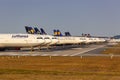 Stored Lufthansa airplanes during Coronavirus Corona Virus COVID-19 Frankfurt airport