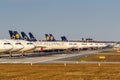 Stored Lufthansa airplanes during Coronavirus Corona Virus COVID-19 Frankfurt airport