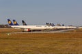 Stored Lufthansa airplanes during Coronavirus Corona Virus COVID-19 Frankfurt airport