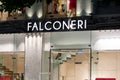 The storefront and banner of Falconeri company which sells luxury clothing and fashion in Vienna, Austria