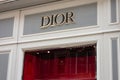 The storefront of Dior company which sells luxury perfumes and accessories