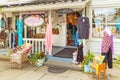 Storefront entrance with colorful Woodstock items