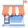 Storefront facade for online stores in UX UI flat style