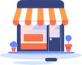 Storefront facade for online stores in UX UI flat style